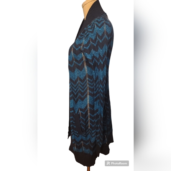 Missoni for Target Navy & Blue Zig Zag Chevron Long Cardigan Sweater - Picture 6 of 14
